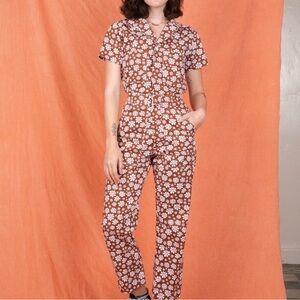 Big Bud Press Lazy Daisy Brown Floral Jumpsuit
